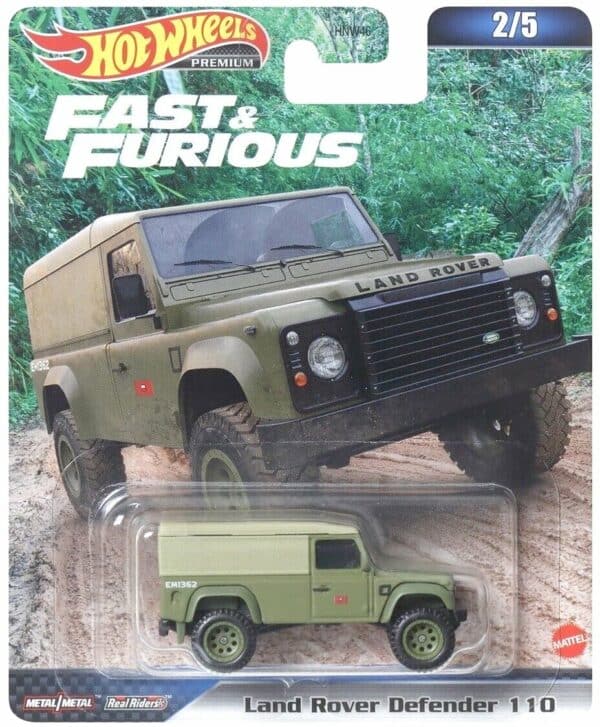 Land Rover Defender 110 grön F&F - Hot Wheels 1:64