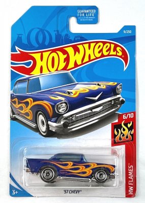 Chevrolet BelAir 57 blå med flammer - Hot Wheels 1:64