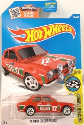 Ford Escort RS1600 1970 red Castrol Hot Wheels 1 64 PlayLek
