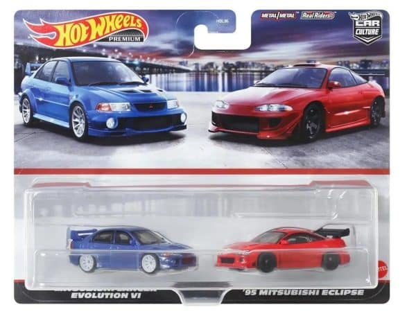 2 kpl Mitsubishi Eclipse 1995, Lancer Evo - Hot Wheels 1:64